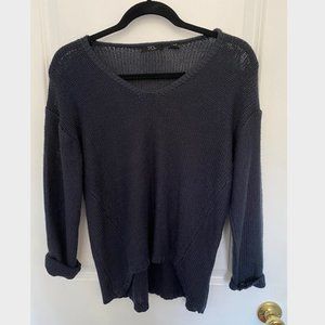 Drop Shoulder Navy Sweater